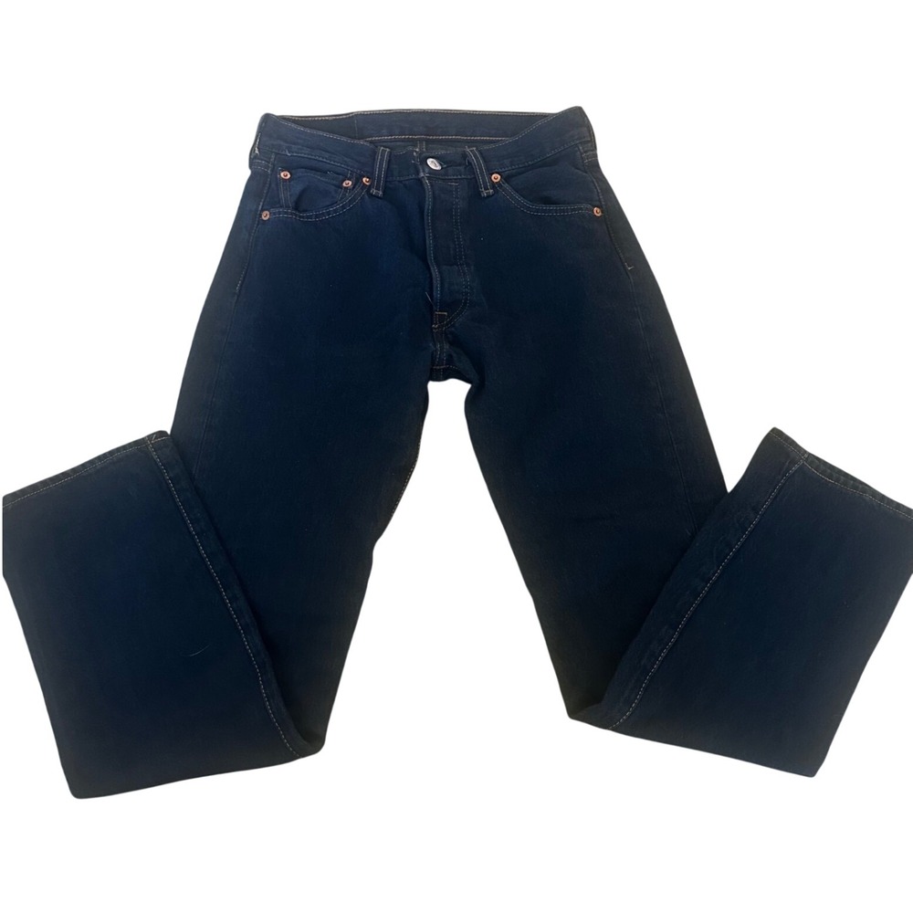 Levis 501 Original Fit Jeans Dark Indigo Blue Button Fly Straight Leg 30x32